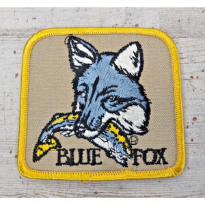 Vintage Blue Fox Fishing Lures Fish Bass Trout Embroidered Iron On Patch 3 1/4"